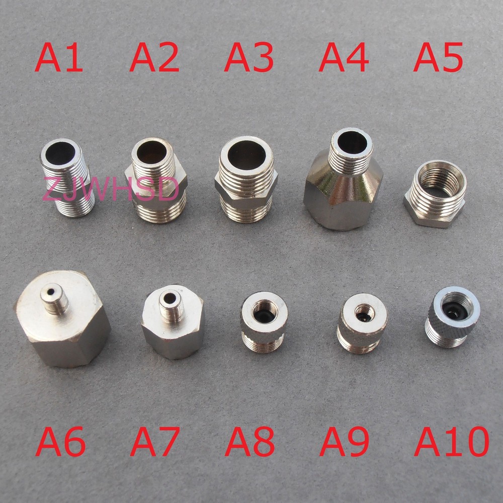10PCs Adaptor Adapter Fitting Connector Kit Set For Compressor Airbrush Hose
