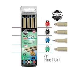 G.T. Luscombe Bible Note Pen Set Pigma Micron .25mm Asst. Ink 4/Pk No Bleed