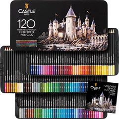 Castle Art Supplies 120 Colored Pencil Set for artists, featuring soft series