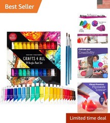 24-Pack Acrylic Paints – Quality Art Supplies with 3 Brushes Included