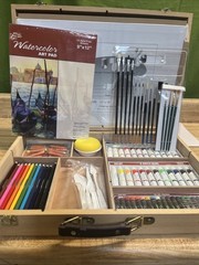 Art Studio Paint And Draw Kit Wooden Box 19 3/4 X 14 X 3 1/2