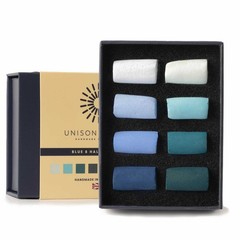 Unison Colour Soft Pastels Mini Set Half Stick 8 Blue Tones Colours