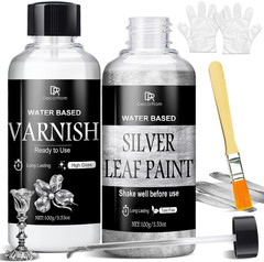 Liquid Silver Leaf Paint Kit – 3.53Oz Ultra Shiny Quick Dry Metallic Gilding Pai