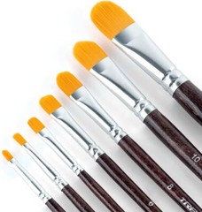 Transon 7pcs Artist Filbert Paintbrush Set for Acrylic M-Filbert, Brown