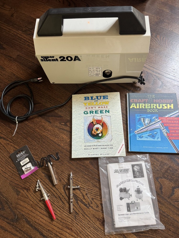 SilentAire Technology Super Silent 20A Air Compressor Airbrush Machine + brushes