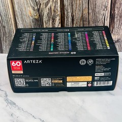 Arteza Acrylic Paint, Set of 60 Colors/Tubes (0.74 oz, 22 ml) with Storage Box