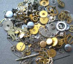 Steampunk Parts for Artists- 2 Pound lot- assorted smalls-bulk price-#DW4