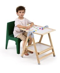 2-in-1 Kids Art Easel Double-Sided Wooden Magnetic Whiteboard Chalkboard