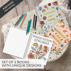 Beautiful Adult Coloring Book Set of 2 for 8 x 7 inches, blue-peach