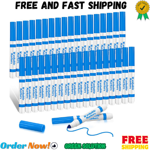 36 Pcs Light Blue Washable Markers Bulk Coloring Broad Line Marker for Kid Ages