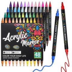 48 Colors Dual Tip Acrylic Paint Pens, Fine Tip & Dot Tip Acrylic Paint Marke…