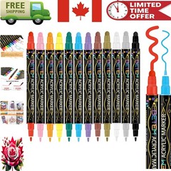 Versatile 12-Color Dual Tip Acrylic Paint Markers – Perfect for All Surfaces