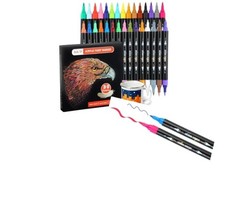 Brled 30 Colors Acrylic Paint Markers, Dual Tip Acrylic Paint Pens with Brush…