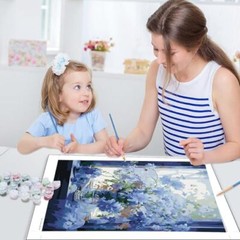 Blue Flowers in Window Paint by Numbers Kit for Adults, Landscape Adult Paint