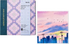 Arrtx Watercolor Journal, 140 LB, 300 GSM, 100% Cotton Paper Hot Press 24 Sheets
