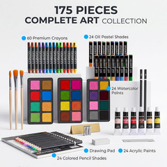 175 Piece Deluxe Art Set with 2 Drawing Pads, Acrylic Paints,Crayons,Colored Pe