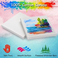22PCS Mini Canvases for Painting – 5 x 5 in Bulk Small Square Stretched Canva…