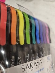 Zebra 10 Marker Set; Sarasa Fineliner Porous Point Pens, 0.8mm Tips Asst. Colors