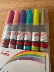 Pentel Art Brush Pen Set of 6 Colors XGFL-6ST Watercolor Calligraphy Japan