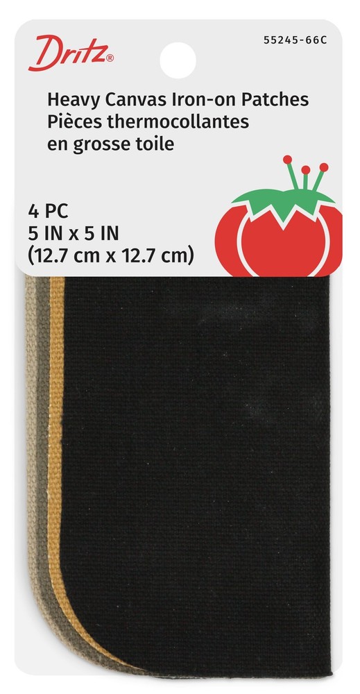 Dritz Heavy Canvas Iron-On Patches, 5 by 5-Inch, Colors May Vary, 4