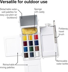 Winsor & Newton Cotman Watercolor Paint Set, Field Pocket Set, 12 Half Pan (NEW)