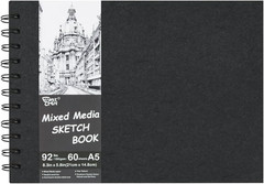 5.8X8.3In Sketch Book, 60Sheets Spiral Bound Notebooks, Natural White 92Lbs/150G