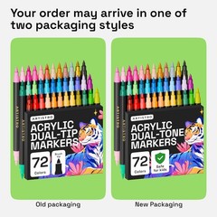 48 Color Acrylic Paint Markers Dual Brush Tip Art Pens Set