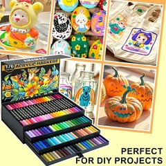 Amamao 176 Colors Acrylic Paint Markers Pens Set,88 Pack Brush Acrylic Paint Mar