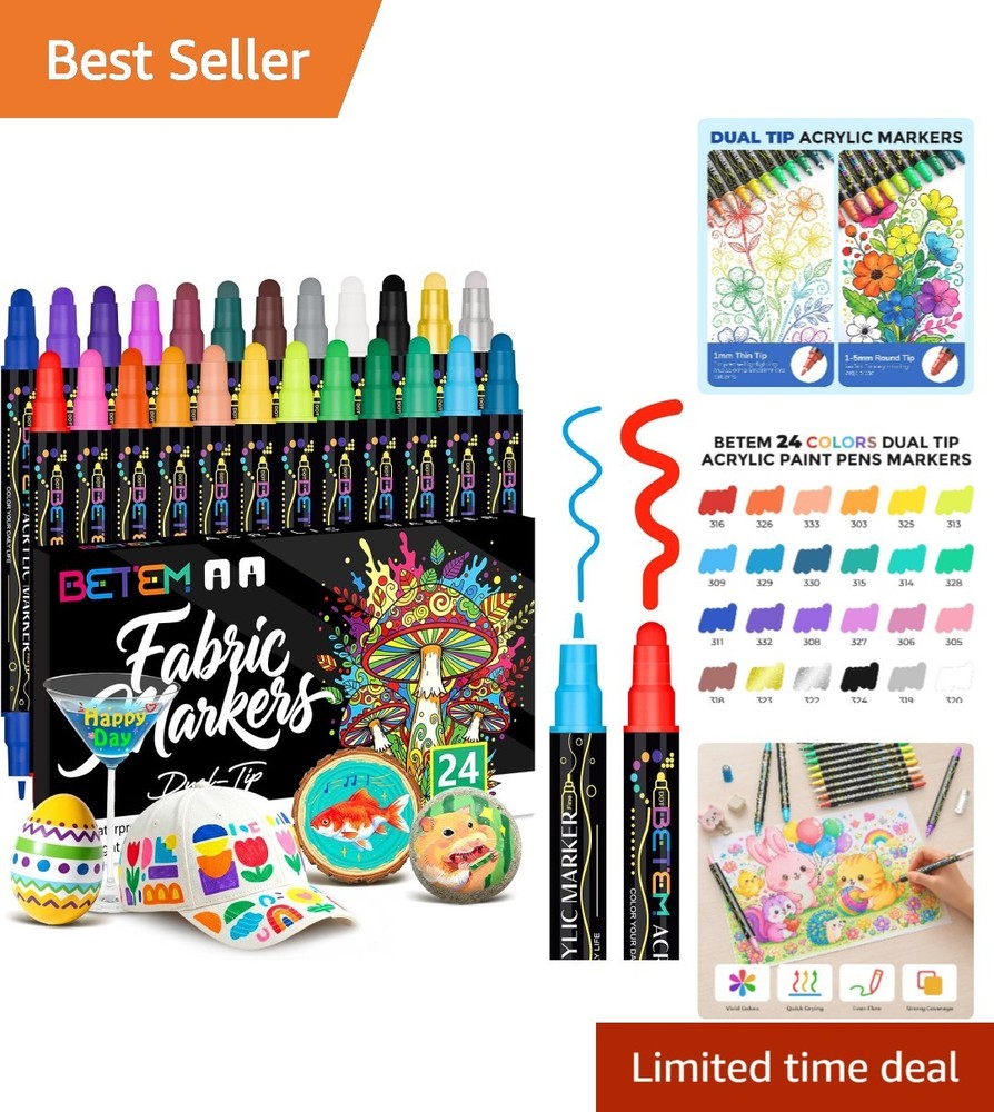 24-Color Acrylic Paint Markers – Perfect for Creative Projects & Gifting
