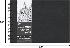 5.8X8.3In Sketch Book, 60Sheets Spiral Bound Notebooks, Natural White 92Lbs/150G