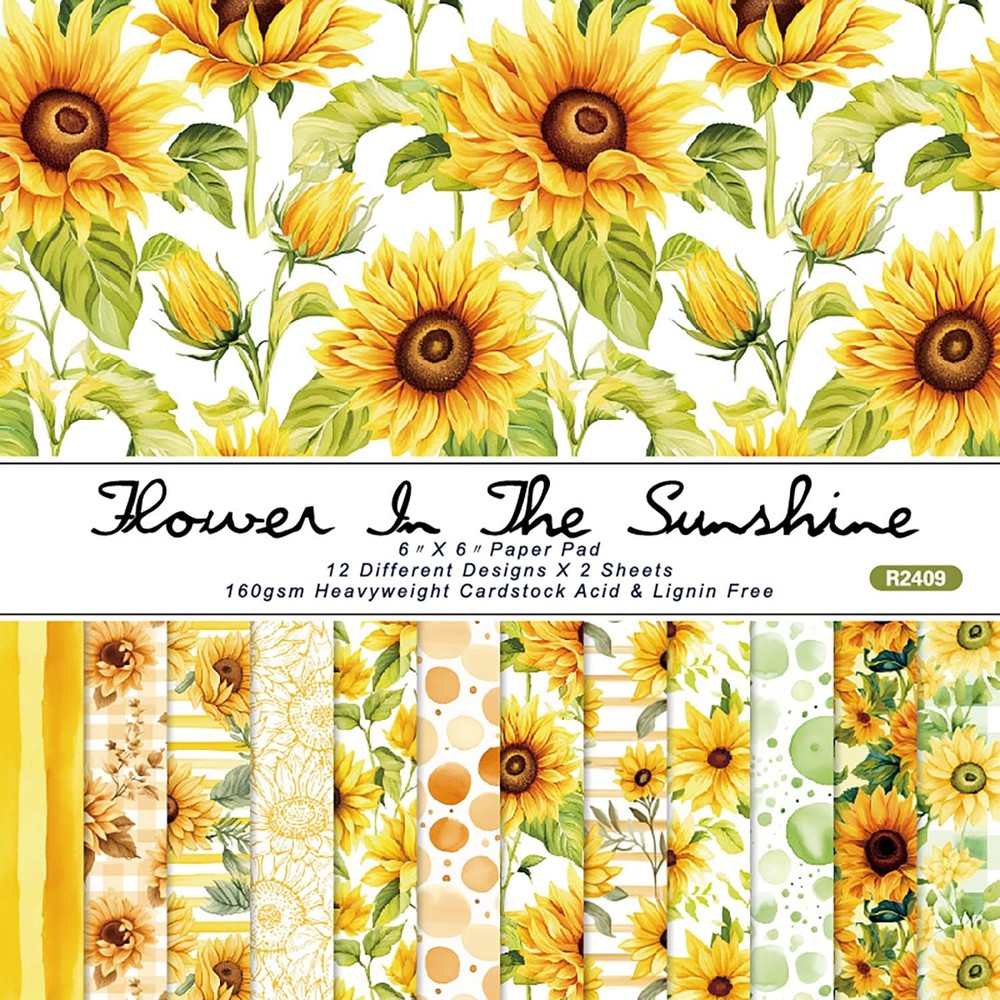 YASMEN Sunflower Pattern Scrapbook Paper 6X6, Decorative 6″×6″,