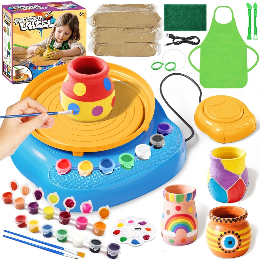 Arts and Crafts for Kids Ages 8-12, Pottery Wheel Kids, Small, BLUE