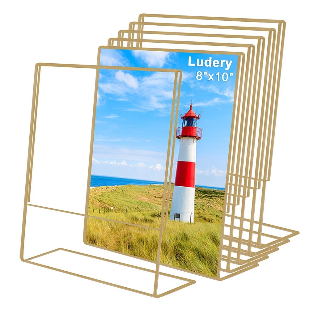 8×10 Gold Picture Frames, Clear Frameless Picture Frames, 6 Pack Acrylic Self…
