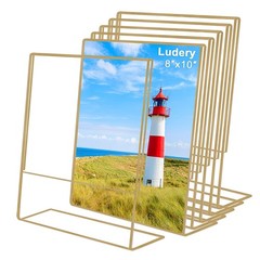 8×10 Gold Picture Frames, Clear Frameless Picture Frames, 6 Pack Acrylic Self…