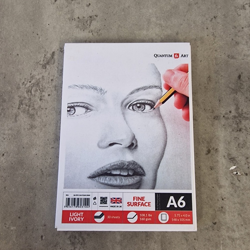 A6 Fine Surface Pad – 160gsm – A6 – Light Ivory – 30 Sheets – UK – Free P&P