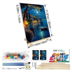 Paint by Numbers Kit for Adults with Frame, Moon Paint by Number with Easel