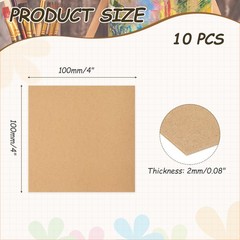 MDF Wood Board for Crafts,1/12″(2mm) Thick Medium Unfinished Wood(4x4in,10Pcs)