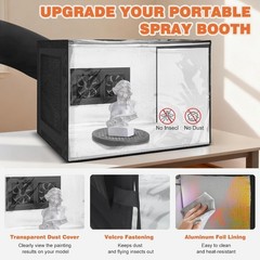 Airbrush Spray Booth with Dual-Fan Ventilation 3-Color Shadowless LED Light