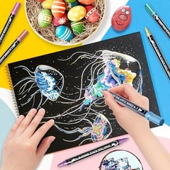 Metallic Colors Acrylic Paint Markers, Dual Tip Acrylic Paint Pens for Rock 28