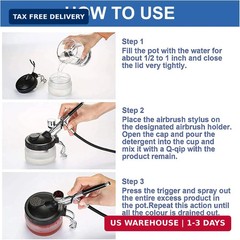 JOYABEST Airbrush Cleaning Pot with Holder – Weighted Glass Jar Waste Collector