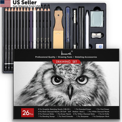 Brusarth Charcoal Pencils for Drawing, Set of 26, Professional Black & White