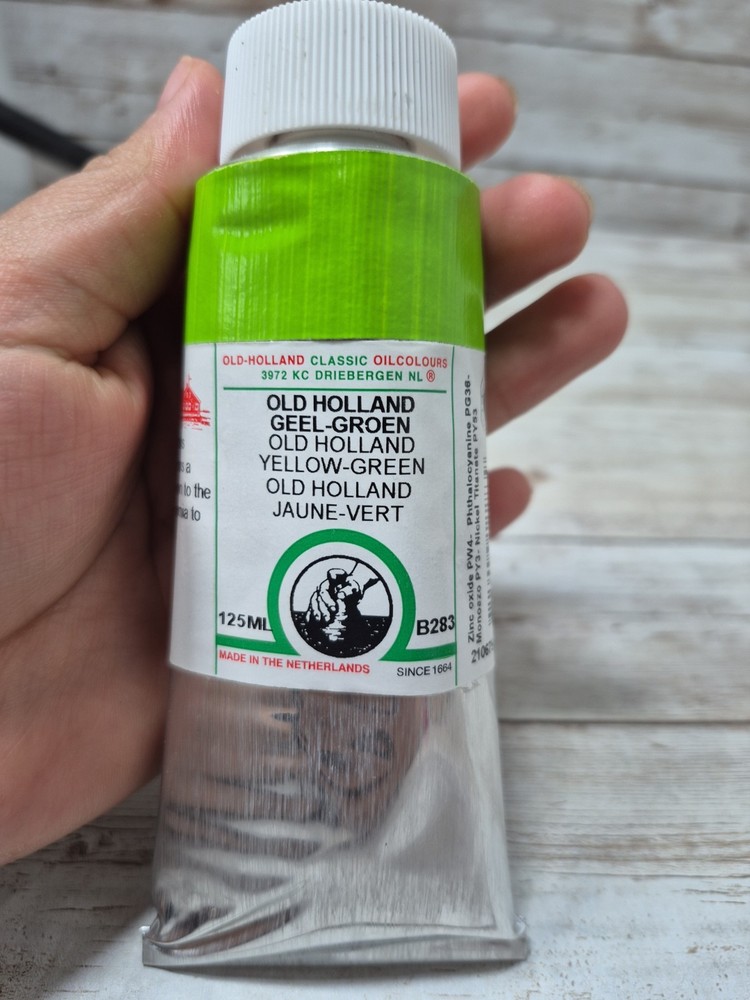 Old- Holland Geel Groen Yellow-green 125ml (B283) Open Bottle