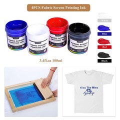 Caydo 46 Pieces Screen Printing Kit with 4 Color 13.5 fl oz, Black