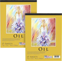 9″ X 12″ Premium Heavy-Weight Oil Painting Pad (2 Pack, 30 Sheets Total) – 90Lb