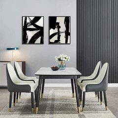 Black and White Brush Stroke Wall Art Modern Abstract Minimalist Ink Line Painti