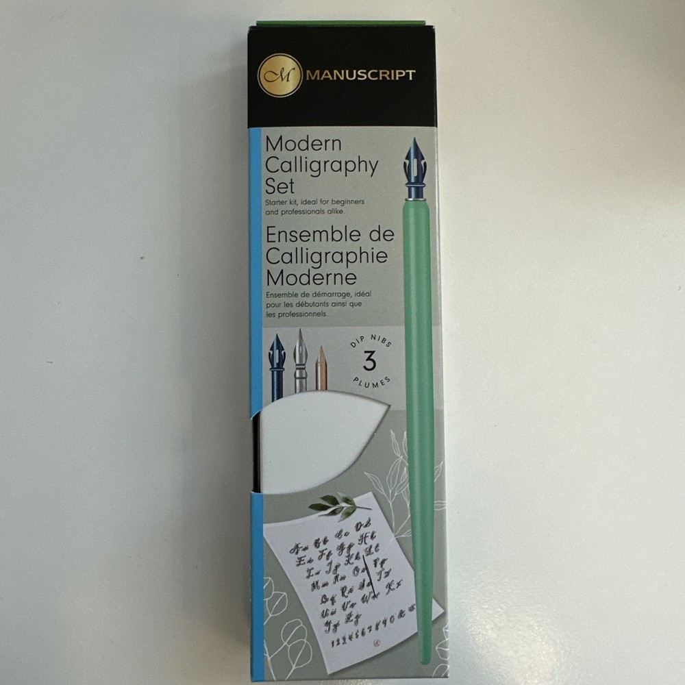 Manuscript Modern Calligraphy Set Dip Pen 3 Nibs & Black Ink Gift Box Tin 4001