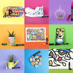 16Pcs Japan POSCA Markers Set Acrylic Graffiti Drawing Permanent Waterproof Chi