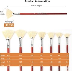 Fan Brush Set 7 Piece Hog Bristle Natural Hair Oil Acrylic Painting Wood Handle