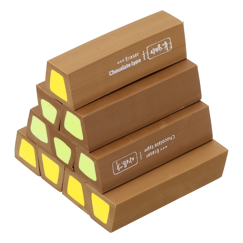 Pencil Erasers Rubber, 10 Pcs Art Eraser Scented, Dark Brown/Green/Yellow