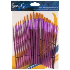 20 PCS Golden Taklon Universal Brush Set Short Wooden Handles JQ202